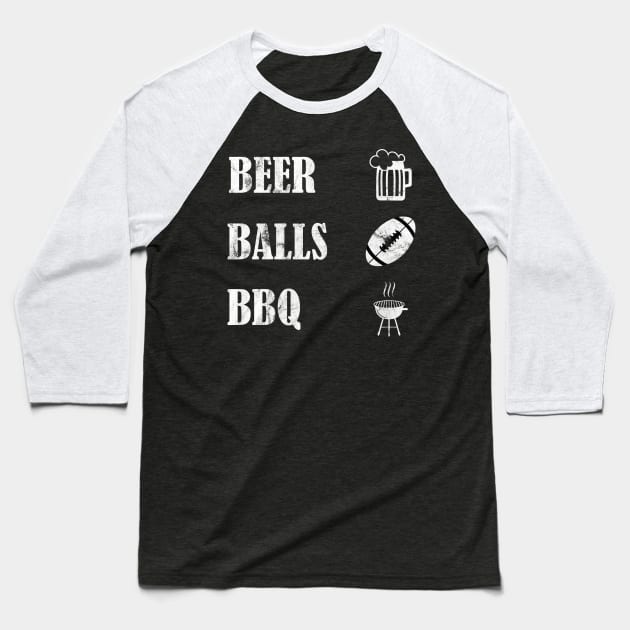 Beer Balls BBQ Gift Idea for Barbecue Lovers Baseball T-Shirt by BarrelLive